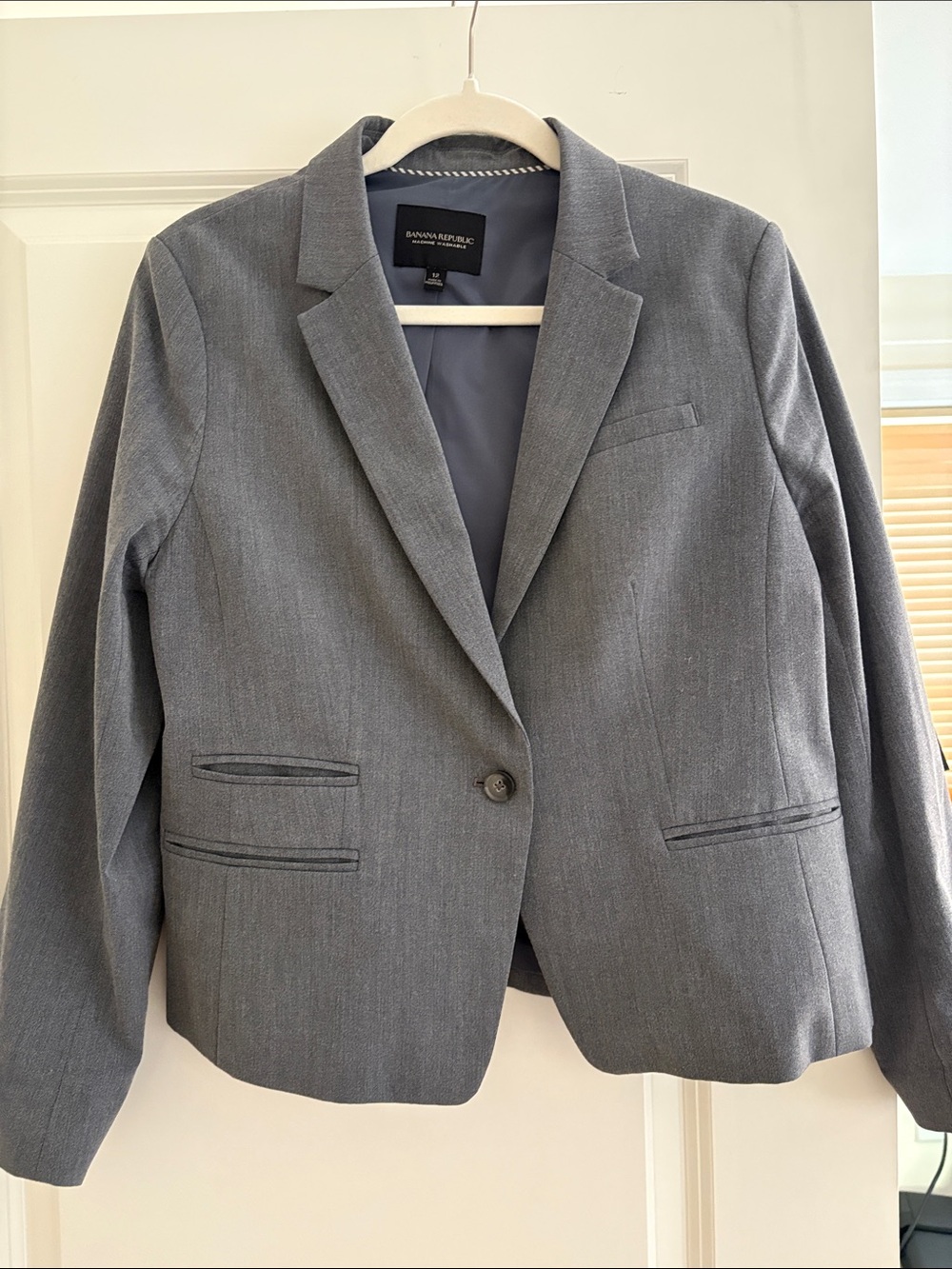 Banana Republic Women's Gray Tailored Single-Button Blazer